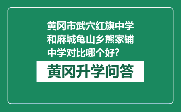 黄冈市武穴红旗中学和麻城龟山乡熊家铺中学对比哪个好？