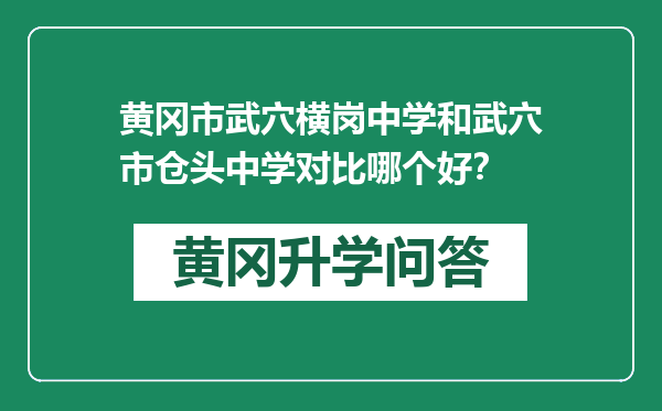 黄冈市武穴横岗中学和武穴市仓头中学对比哪个好？