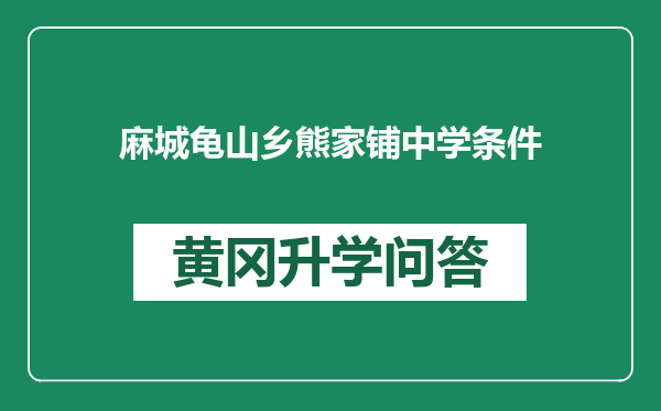麻城龟山乡熊家铺中学条件