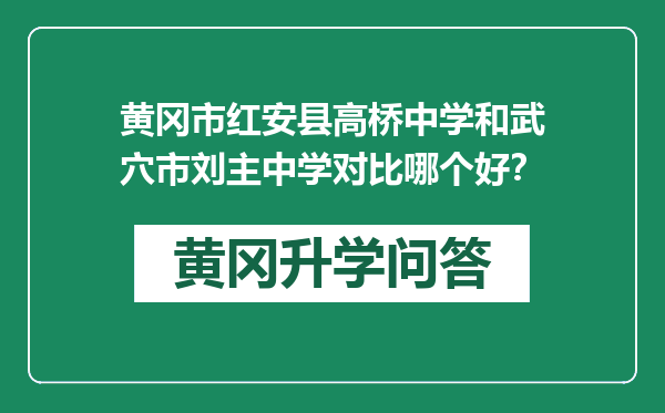 黄冈市红安县高桥中学和武穴市刘主中学对比哪个好？