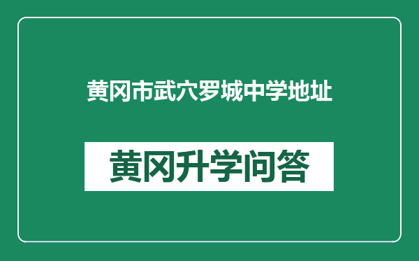 黄冈市武穴罗城中学地址