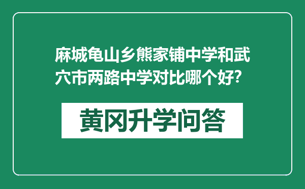 麻城龟山乡熊家铺中学和武穴市两路中学对比哪个好？