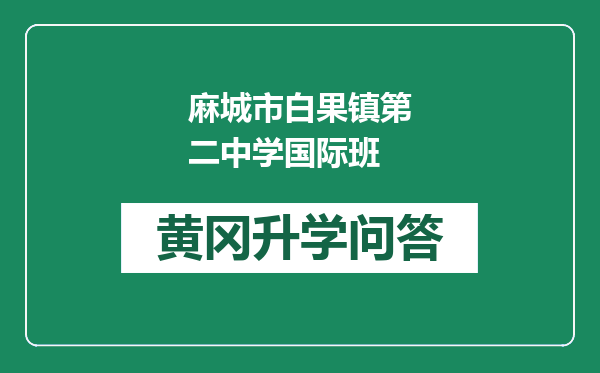 麻城市白果镇第二中学国际班
