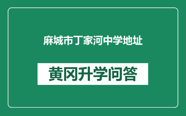 麻城市丁家河中学地址