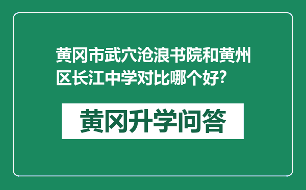 黄冈市武穴沧浪书院和黄州区长江中学对比哪个好？