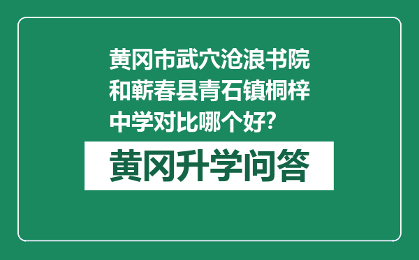 黄冈市武穴沧浪书院和蕲春县青石镇桐梓中学对比哪个好？