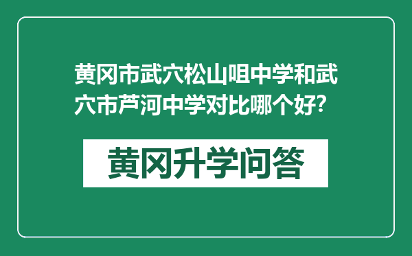 黄冈市武穴松山咀中学和武穴市芦河中学对比哪个好？