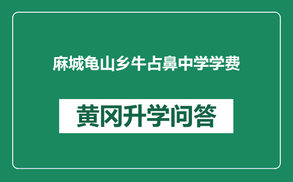 麻城龟山乡牛占鼻中学学费