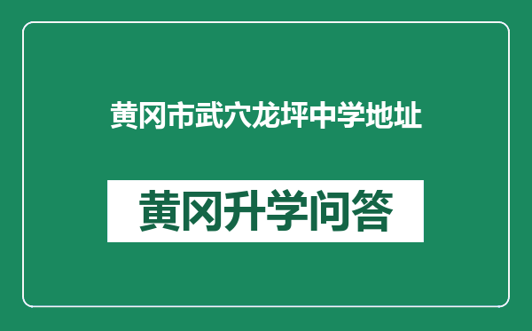 黄冈市武穴龙坪中学地址