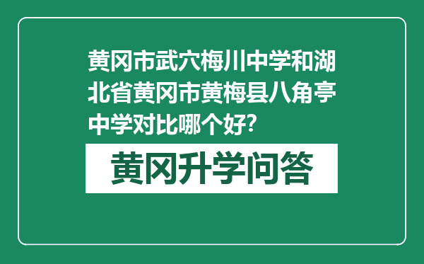 黄冈市武穴梅川中学和湖北省黄冈市黄梅县八角亭中学对比哪个好？