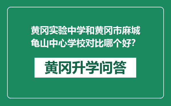 黄冈实验中学和黄冈市麻城龟山中心学校对比哪个好？