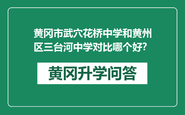 黄冈市武穴花桥中学和黄州区三台河中学对比哪个好？