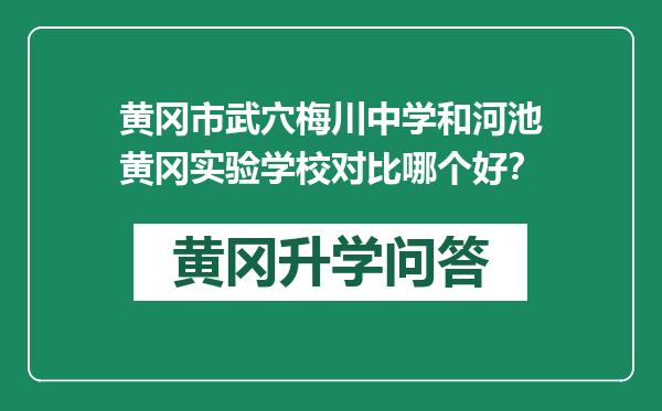 黄冈市武穴梅川中学和河池黄冈实验学校对比哪个好？