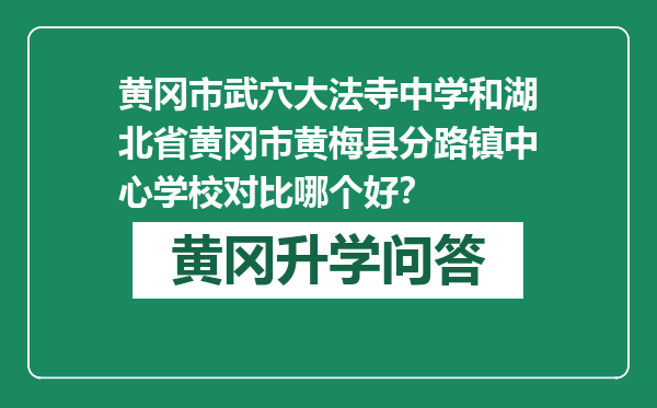 黄冈市武穴大法寺中学和湖北省黄冈市黄梅县分路镇中心学校对比哪个好？