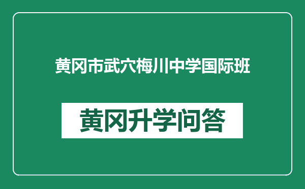 黄冈市武穴梅川中学国际班