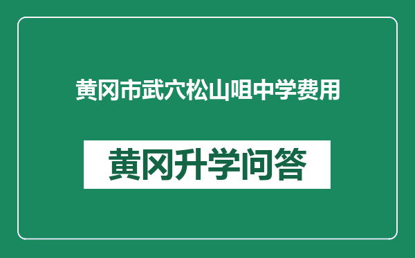 黄冈市武穴松山咀中学费用