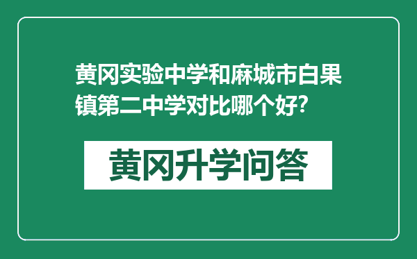 黄冈实验中学和麻城市白果镇第二中学对比哪个好？
