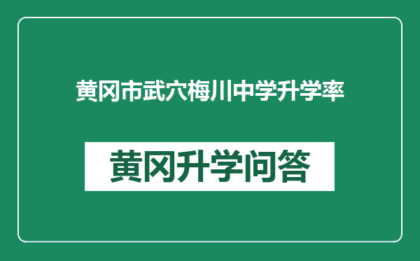 黄冈市武穴梅川中学升学率