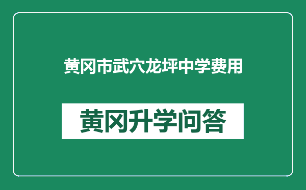 黄冈市武穴龙坪中学费用