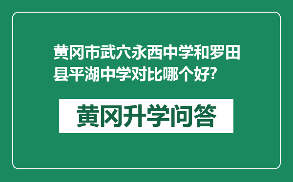 黄冈市武穴永西中学和罗田县平湖中学对比哪个好？