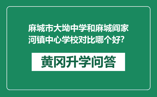 麻城市大坳中学和麻城阎家河镇中心学校对比哪个好？