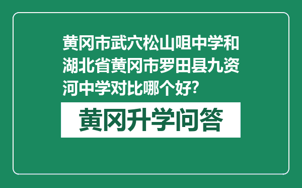 黄冈市武穴松山咀中学和湖北省黄冈市罗田县九资河中学对比哪个好？