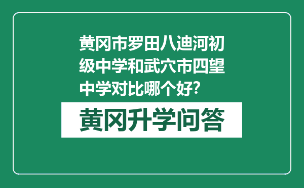 黄冈市罗田八迪河初级中学和武穴市四望中学对比哪个好？
