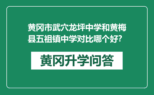 黄冈市武穴龙坪中学和黄梅县五祖镇中学对比哪个好？