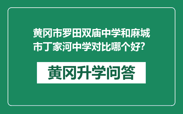 黄冈市罗田双庙中学和麻城市丁家河中学对比哪个好？