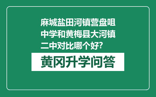 麻城盐田河镇营盘咀中学和黄梅县大河镇二中对比哪个好？