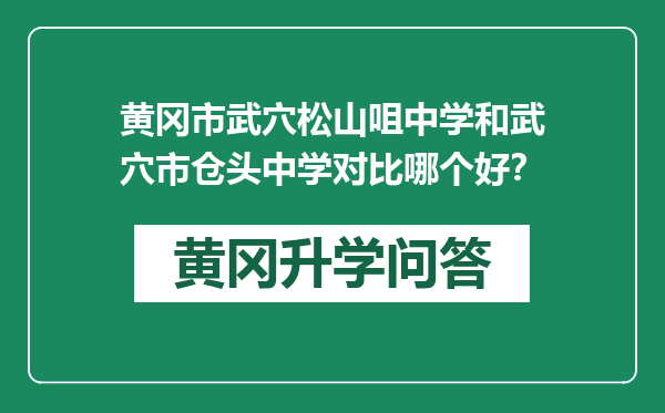 黄冈市武穴松山咀中学和武穴市仓头中学对比哪个好？