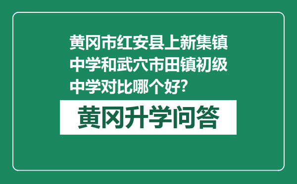 黄冈市红安县上新集镇中学和武穴市田镇初级中学对比哪个好？