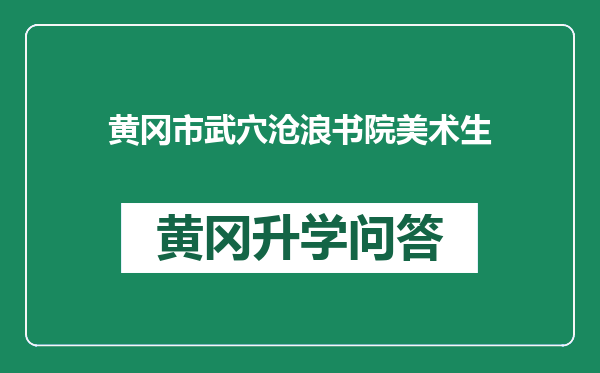 黄冈市武穴沧浪书院美术生