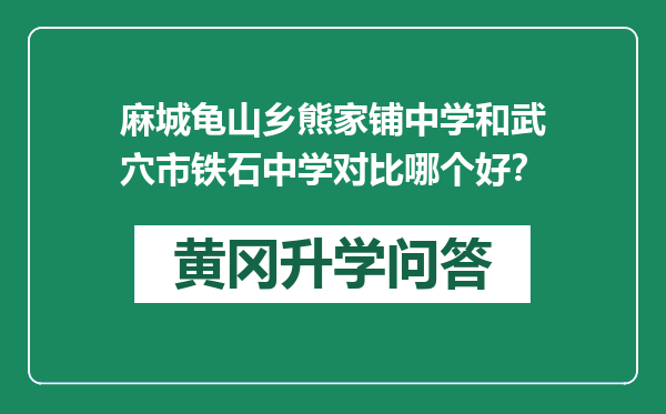 麻城龟山乡熊家铺中学和武穴市铁石中学对比哪个好？