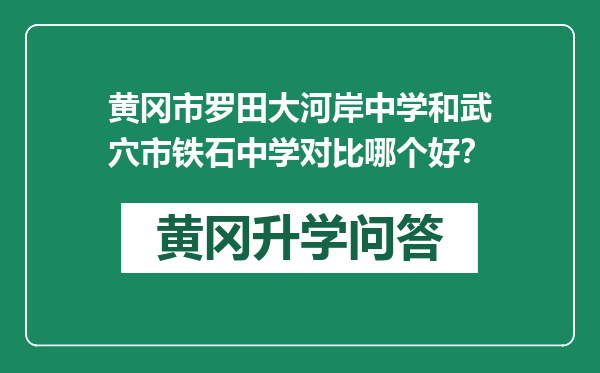 黄冈市罗田大河岸中学和武穴市铁石中学对比哪个好？