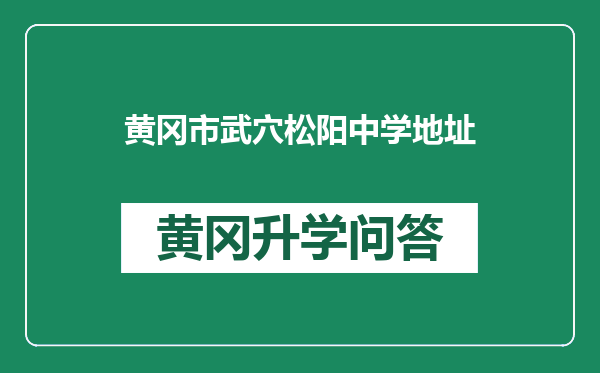 黄冈市武穴松阳中学地址