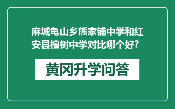 麻城龟山乡熊家铺中学和红安县檀树中学对比哪个好？