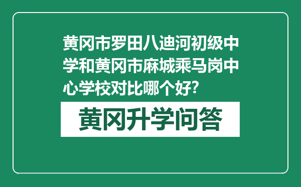 黄冈市罗田八迪河初级中学和黄冈市麻城乘马岗中心学校对比哪个好？