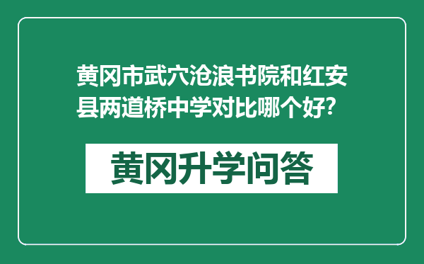 黄冈市武穴沧浪书院和红安县两道桥中学对比哪个好？
