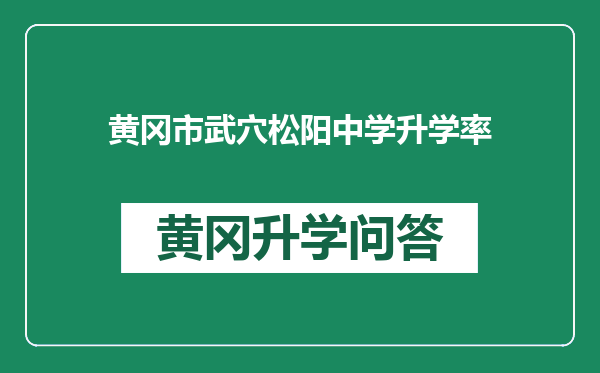 黄冈市武穴松阳中学升学率