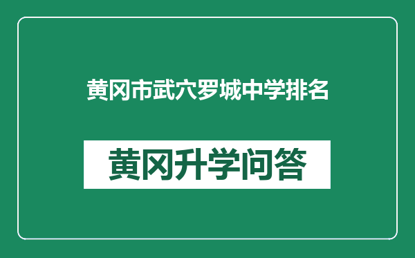 黄冈市武穴罗城中学排名