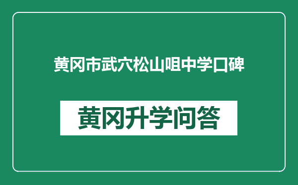 黄冈市武穴松山咀中学口碑