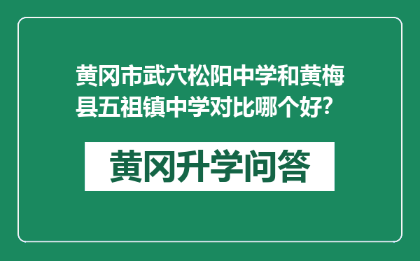 黄冈市武穴松阳中学和黄梅县五祖镇中学对比哪个好？