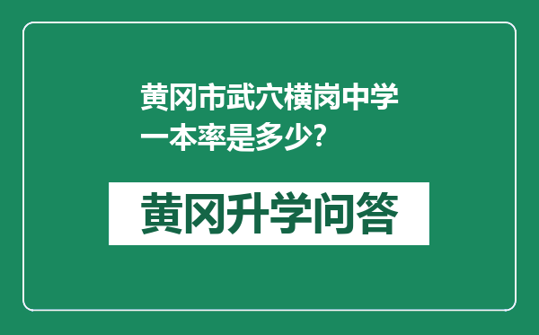 黄冈市武穴横岗中学一本率是多少？