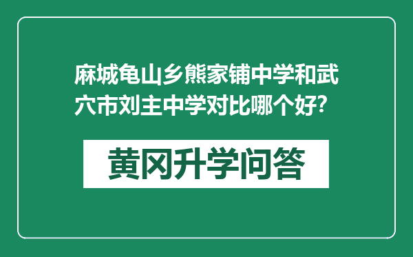 麻城龟山乡熊家铺中学和武穴市刘主中学对比哪个好？