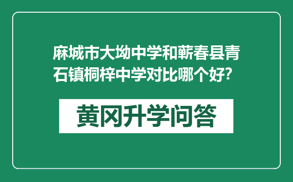 麻城市大坳中学和蕲春县青石镇桐梓中学对比哪个好？