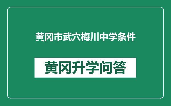 黄冈市武穴梅川中学条件