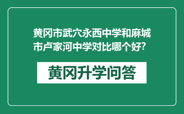 黄冈市武穴永西中学和麻城市卢家河中学对比哪个好？