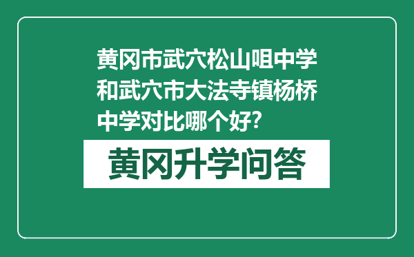 黄冈市武穴松山咀中学和武穴市大法寺镇杨桥中学对比哪个好？