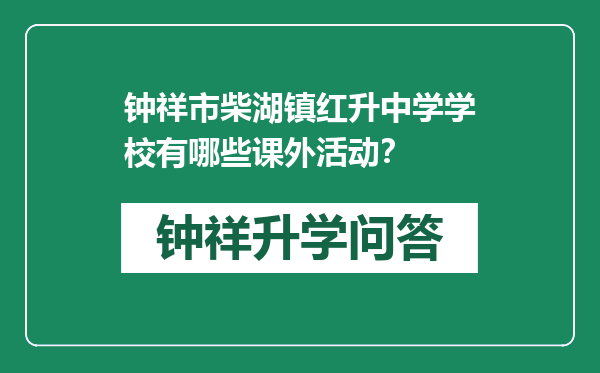 钟祥市柴湖镇红升中学学校有哪些课外活动？